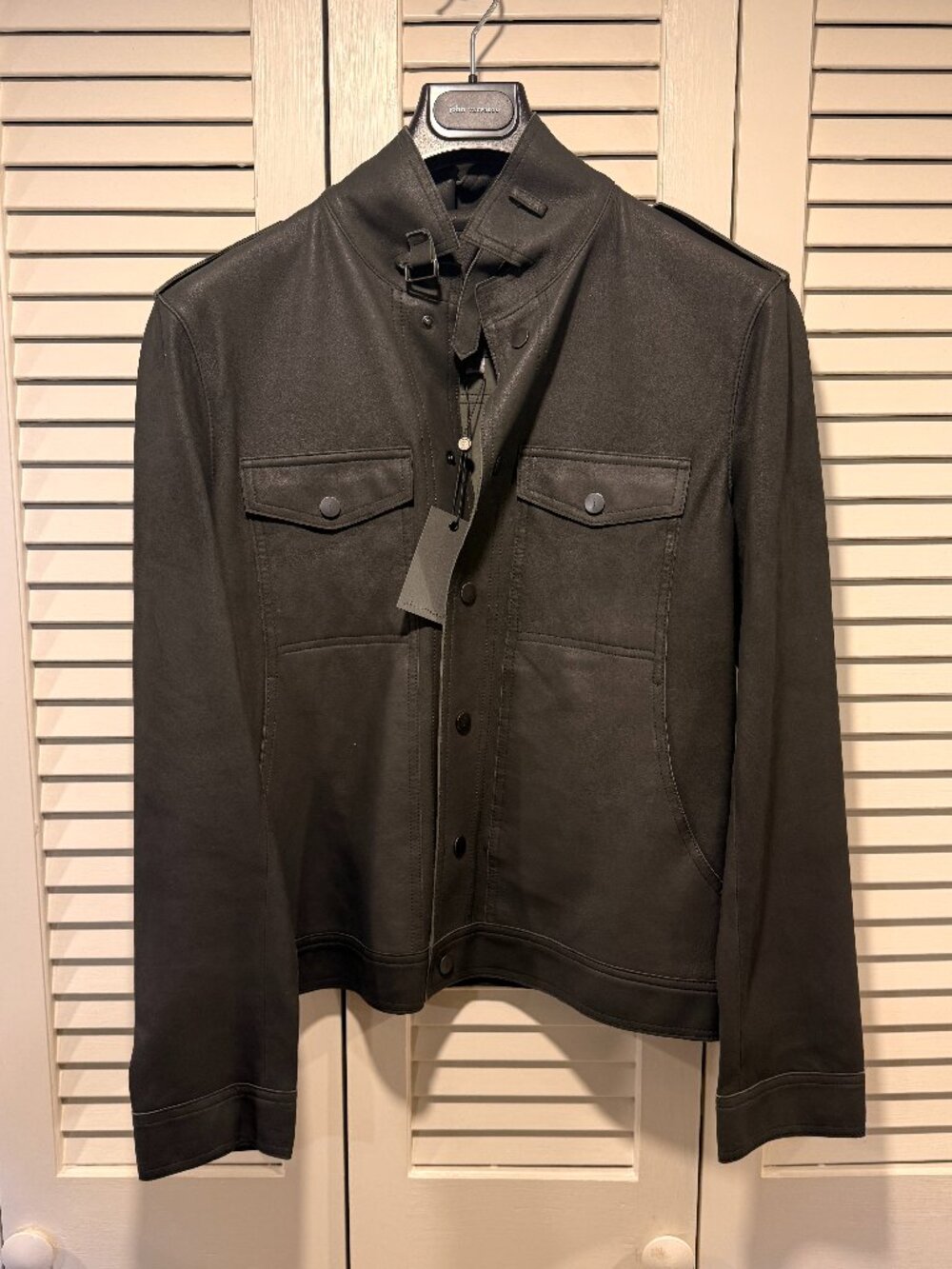 NWT John Varvatos Lambskin Leather Military Jacket – Size 48 (US M/L)